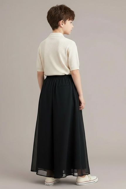 Pantalon Fluide Crêpe Noir - Polyester - vue 2