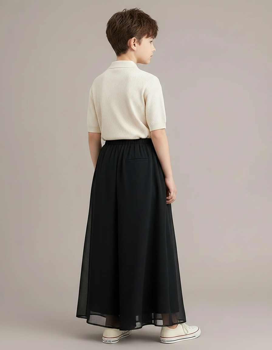 Pantalon Fluide Crêpe Noir - Polyester - vue 2