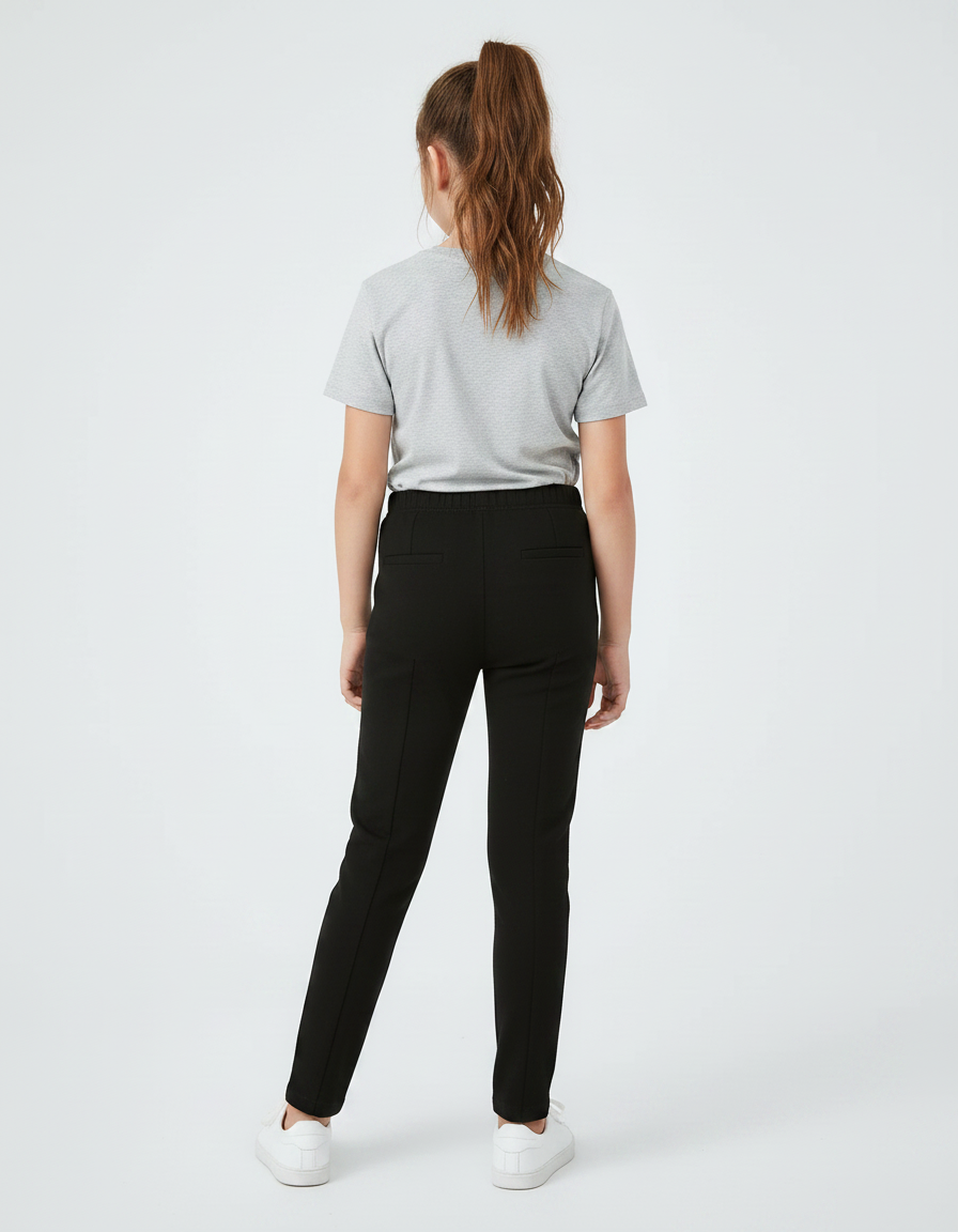 Pantalon Noir Coton Élastique Skinny Enfant - Molleton - vue 2