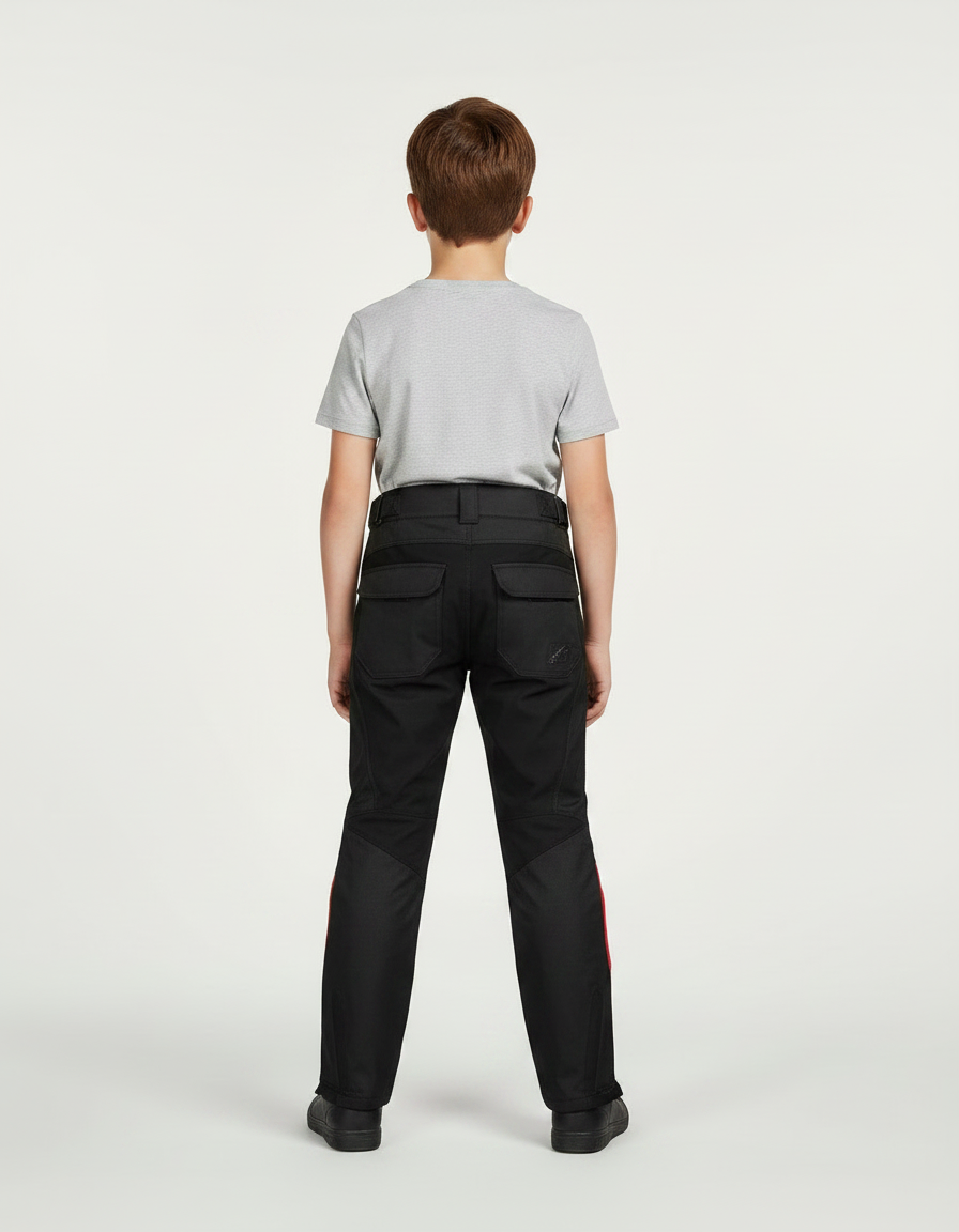 Pantalon Noir Moto Enfant Sportif Renforcé - Polyester - vue 2
