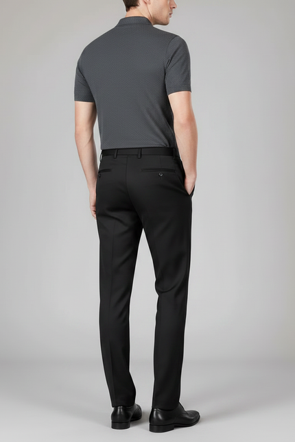 Pantalon Noir Élégant Classique Habillé Formel Homme - Laine - vue 2