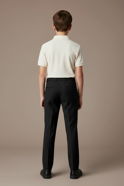 Pantalon Noir Droit Garçon Formel Élégant Classique - Gabardine - vue 2