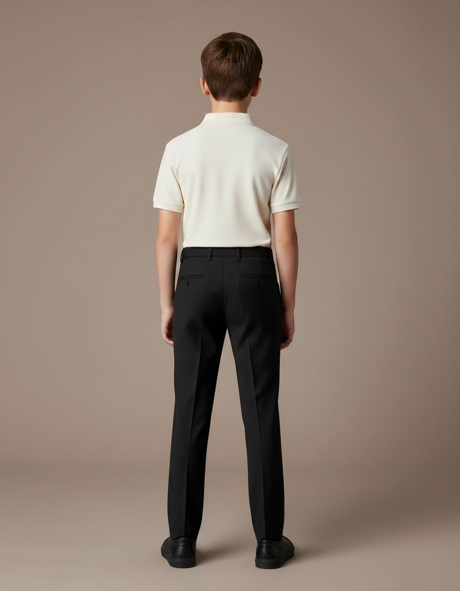 Pantalon Noir Droit Garçon Formel Élégant Classique - Gabardine - vue 2