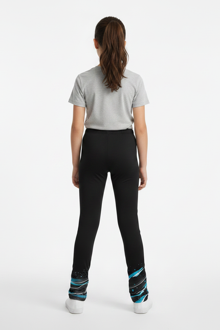 Pantalon Noir Fille Imprimé Élastique Sport Performance - Polyester - vue 2