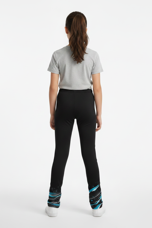 Pantalon Noir Fille Imprimé Élastique Sport Performance - Polyester - vue 2