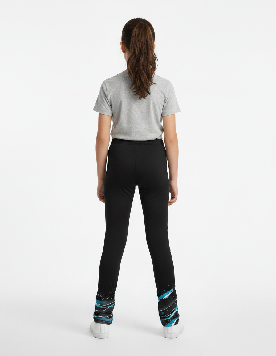 Pantalon Noir Fille Imprimé Élastique Sport Performance - Polyester - vue 2