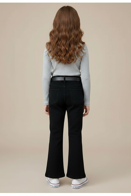 Pantalon Noir Fendu Évasé Fille Élégant - Jean - vue 2