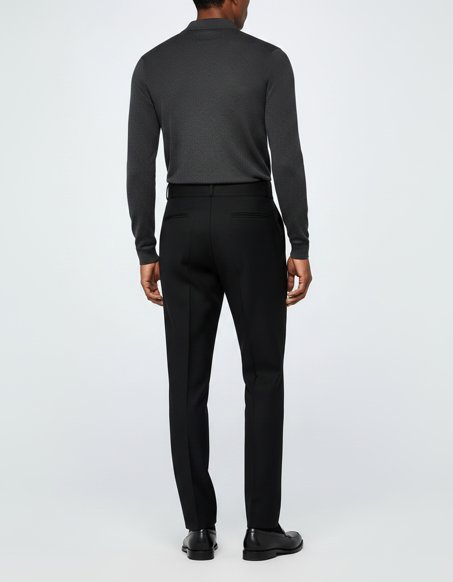 Pantalon Noir Habillé Élégant Droit Homme - Gabardine - vue 2