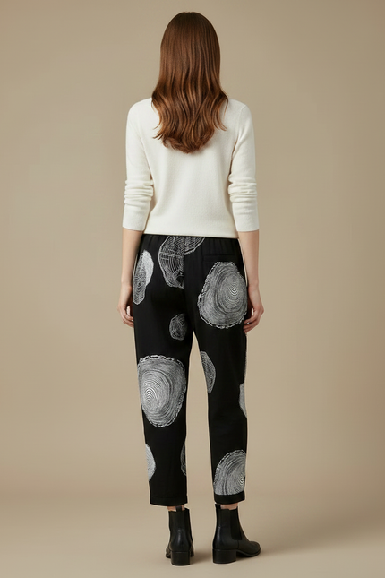 Pantalon Motif Noir Et Blanc - Viscose - vue 2
