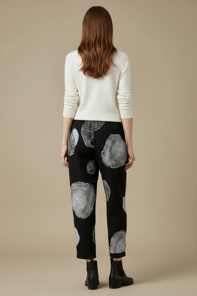 Pantalon Motif Noir Et Blanc - Viscose - vue 2