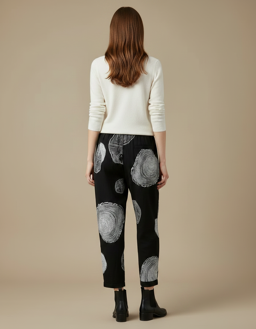 Pantalon Motif Noir Et Blanc - Viscose - vue 2