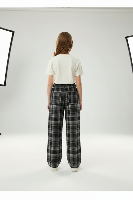 Pantalon Carreaux Noir Blanc - Multicolore Tweed - vue 2