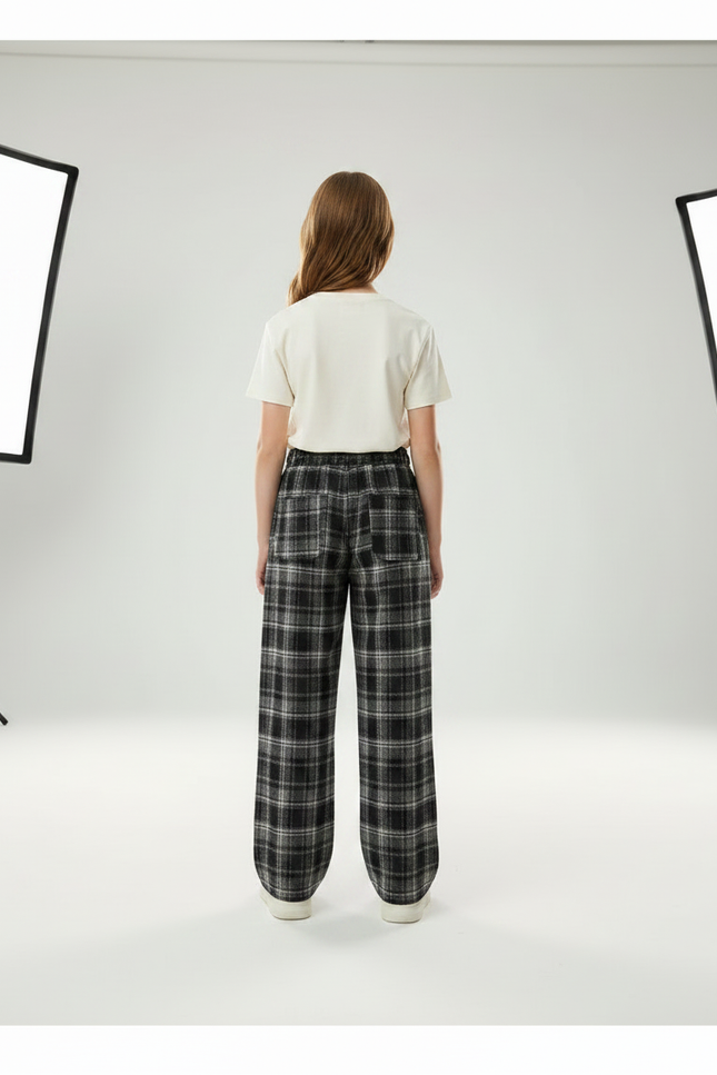 Pantalon Carreaux Noir Blanc - Multicolore Tweed - vue 2