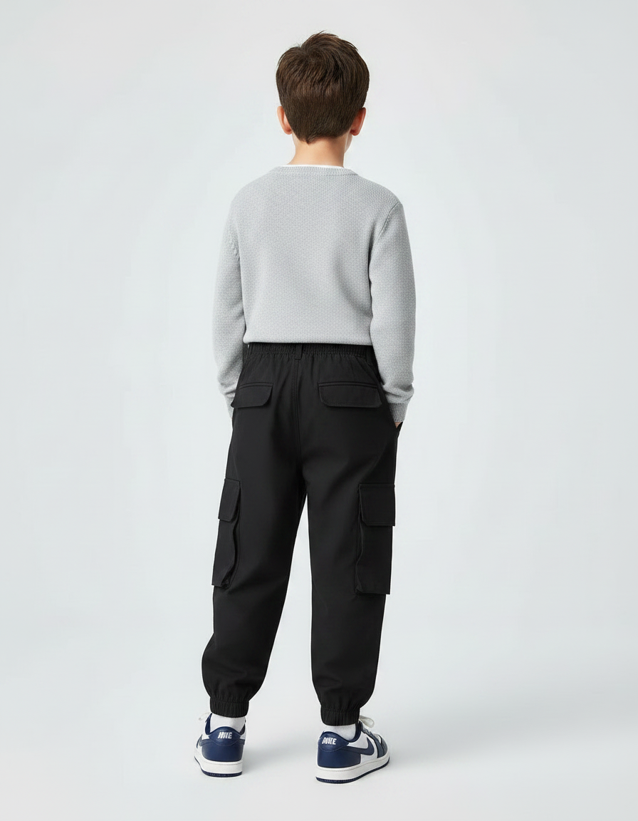 Pantalon Cargo Militaire Noir - Gabardine - vue 2