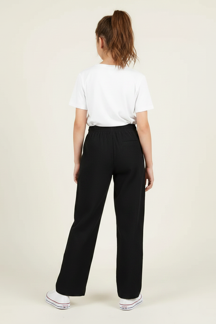 Pantalon Noir Côtelé Ample Enfant Décontracté - Cordé - vue 2