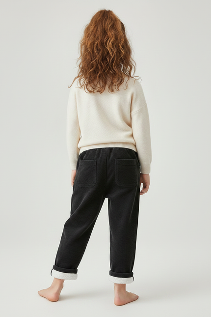 Pantalon Noir Côtelé Ample Doublé Enfant - Cordé - vue 2
