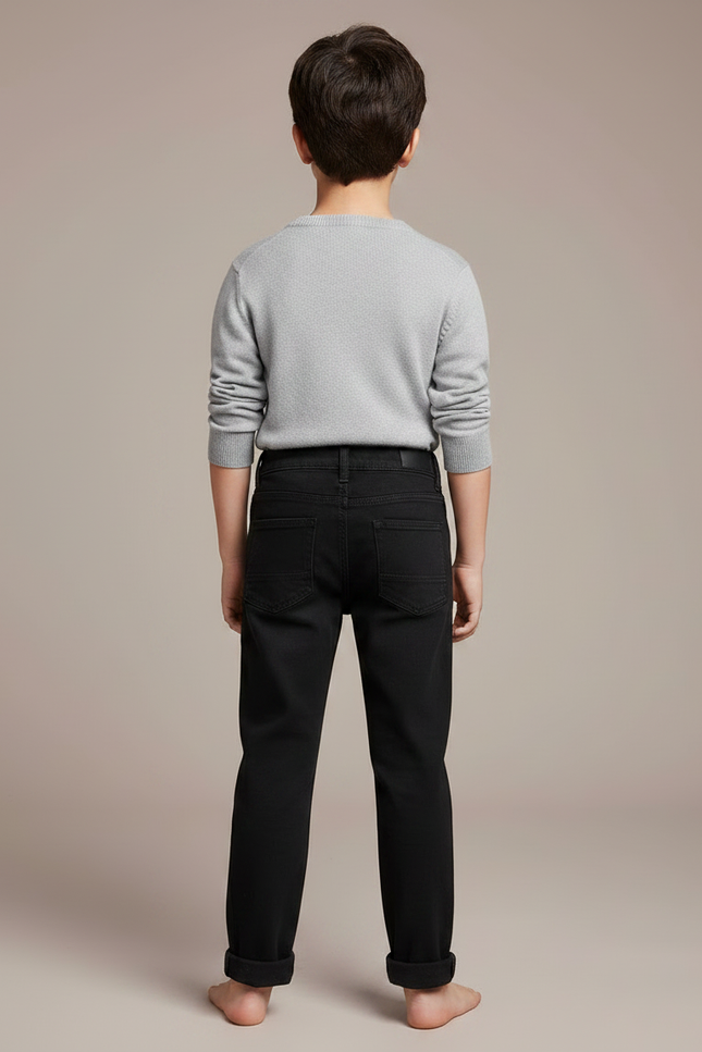 Pantalon Noir Enfant Garçon Coupe Droite Classique - Jean - vue 2