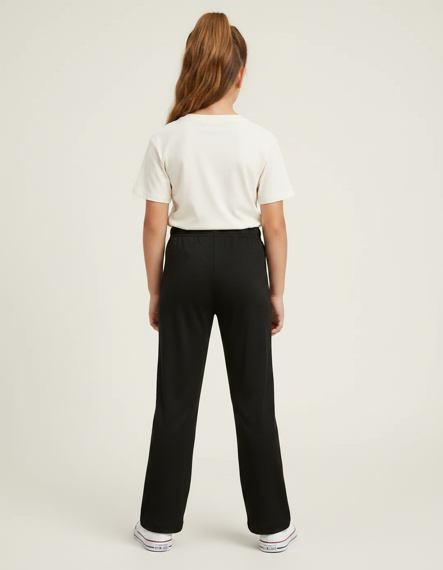 Pantalon Noir Côtelé Ample Enfant - Cordé - vue 2