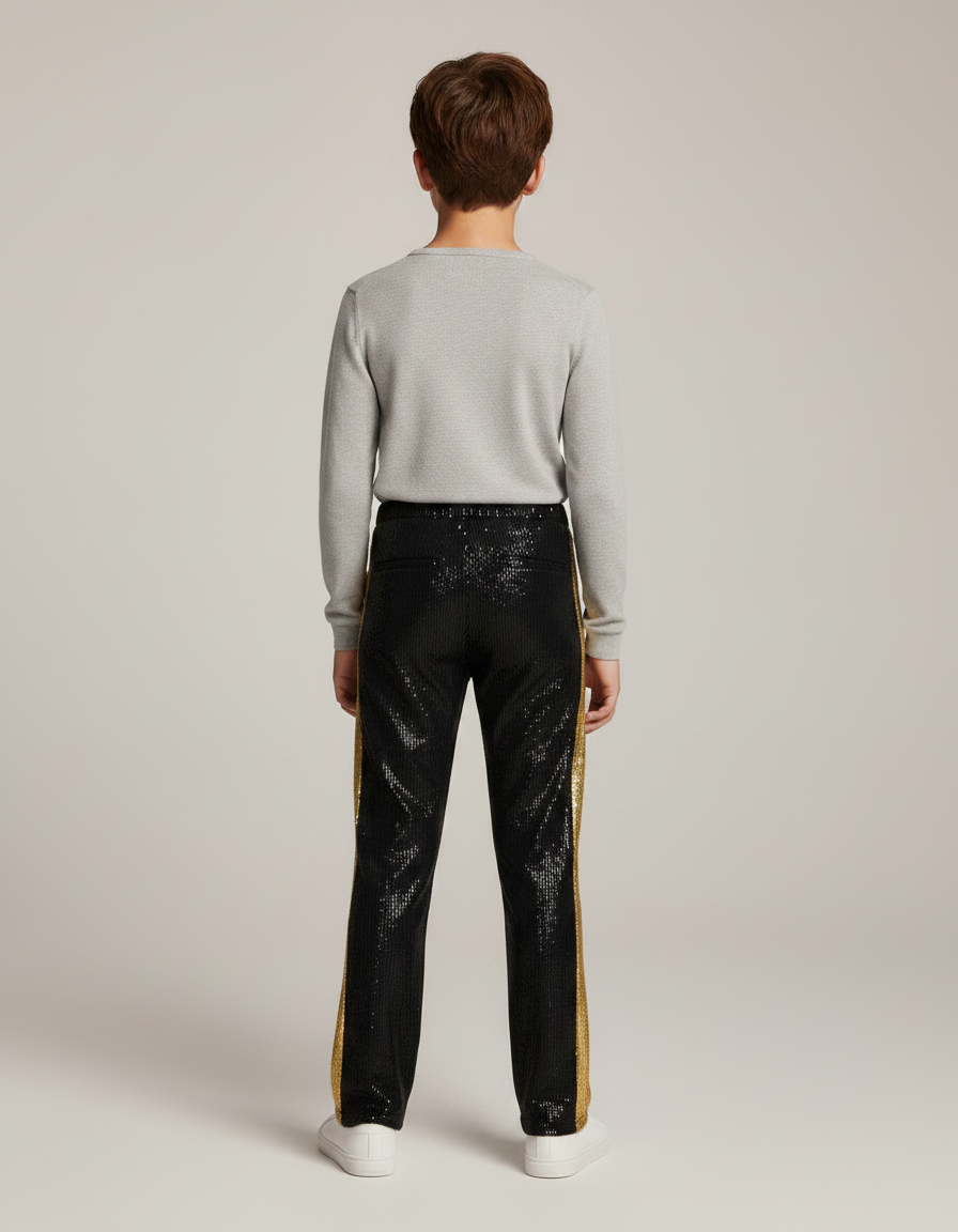 Pantalon Noir A Paillette - Polyester - vue 2