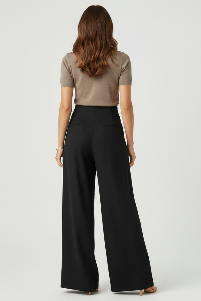 Pantalon Paperbag Noir - Viscose - vue 2