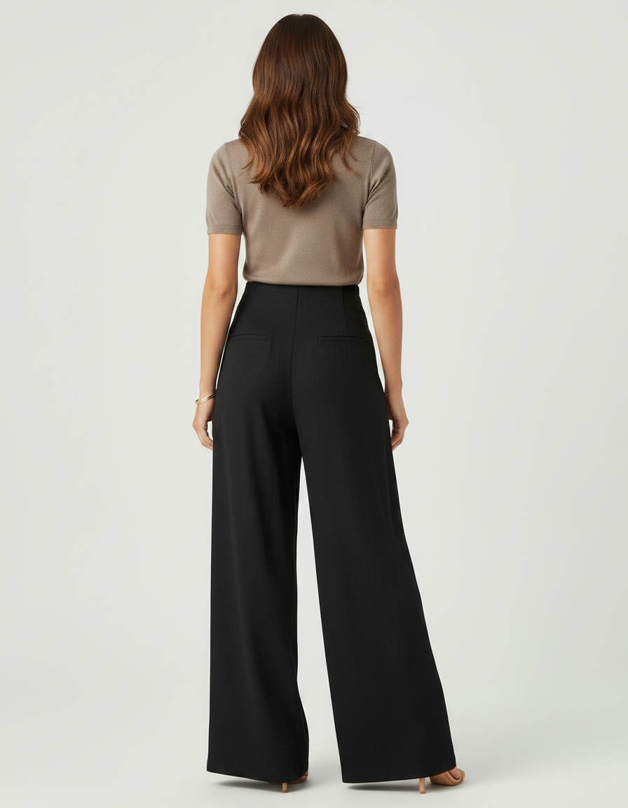 Pantalon Paperbag Noir - Viscose - vue 2