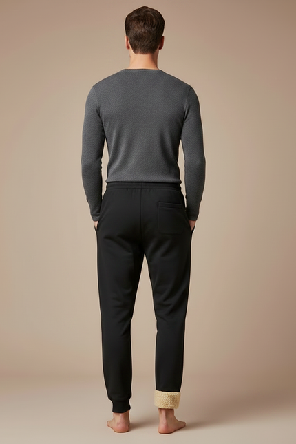 Pantalon Noir Sport Molletonné Doublé Chaud Homme - vue 2