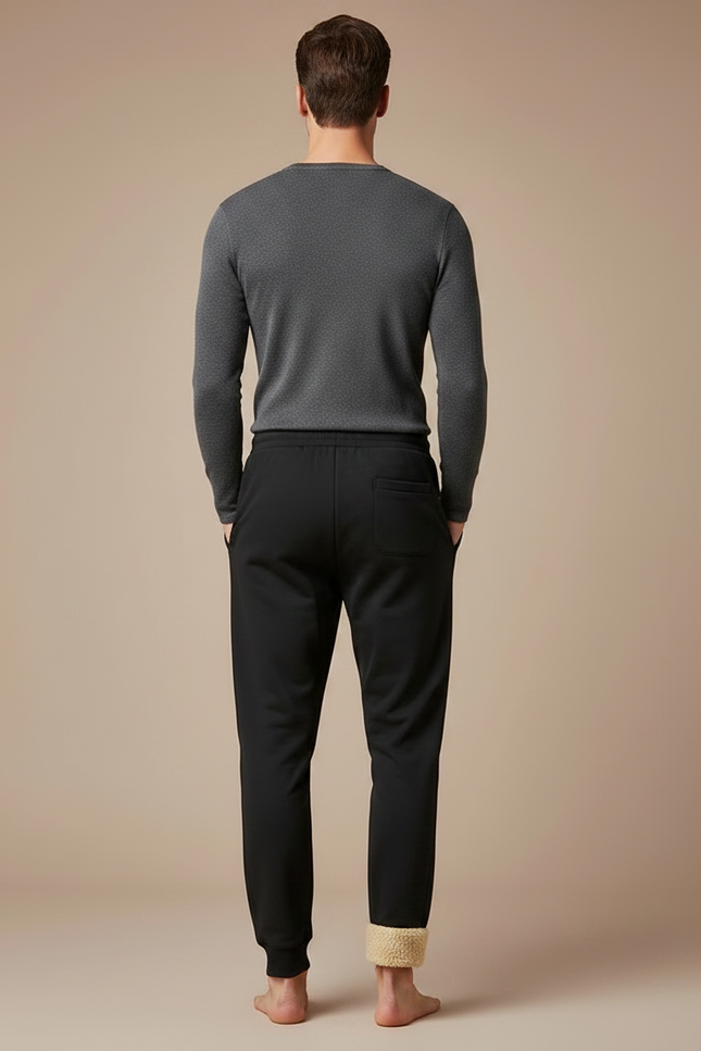 Pantalon Noir Sport Molletonné Doublé Chaud Homme - vue 2