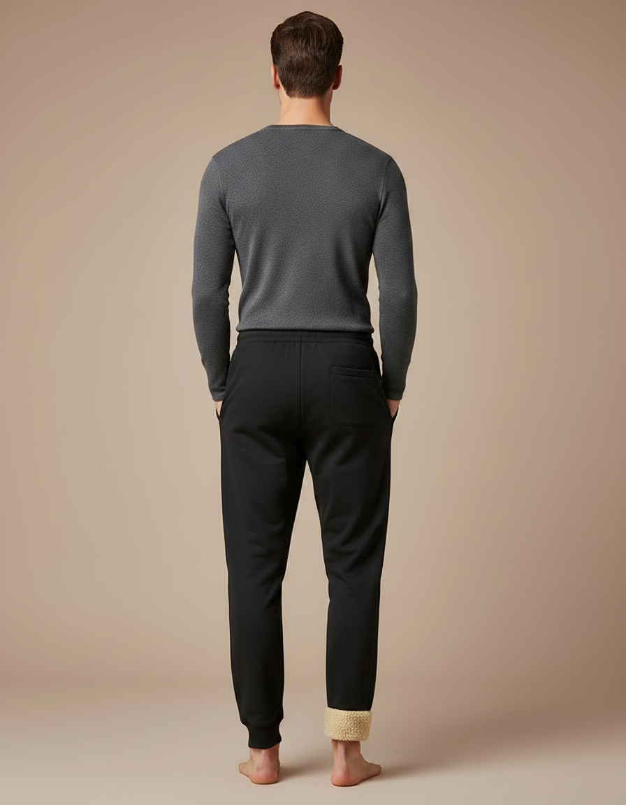 Pantalon Noir Sport Molletonné Doublé Chaud Homme - vue 2