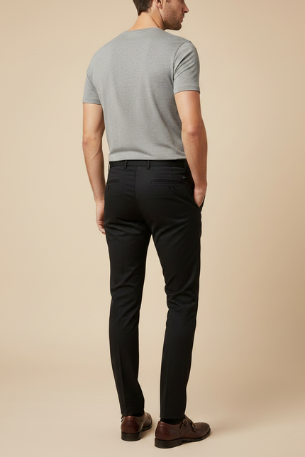 Pantalon Noir Coton Slim Habillé Homme - Gabardine - vue 2