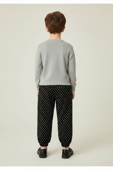 Pantalon Noir Pois Blanc - Viscose - vue 2
