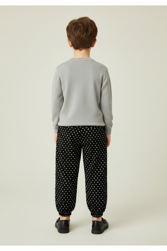 Pantalon Noir Pois Blanc - Viscose - vue 2