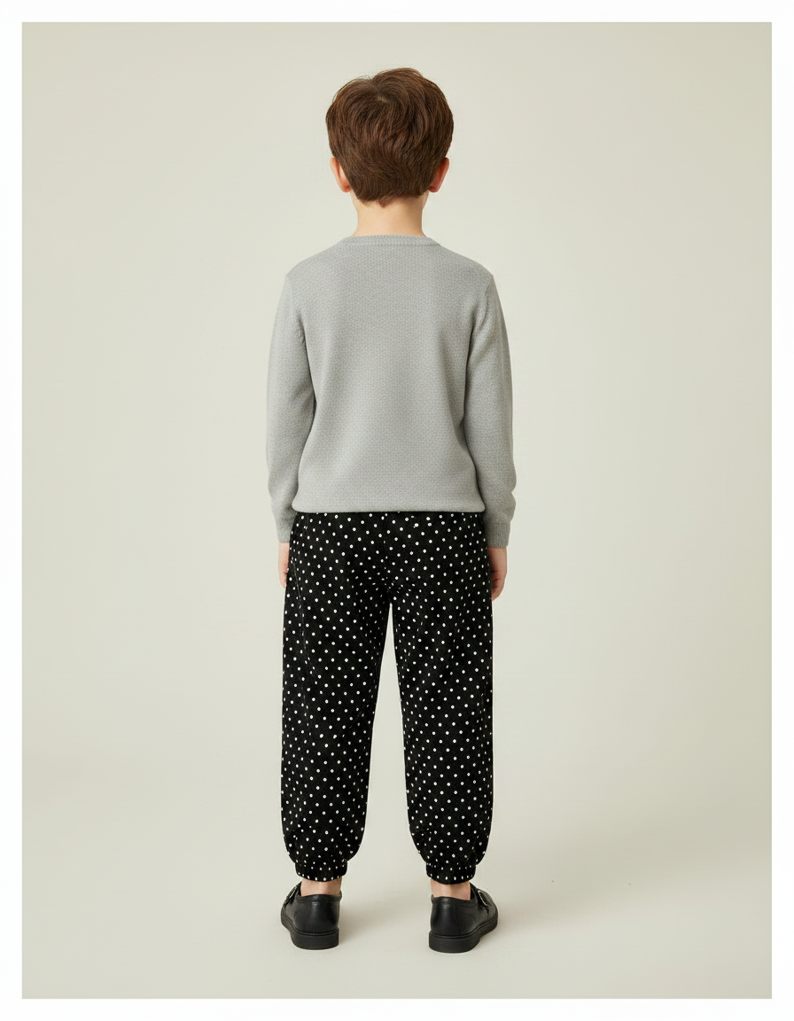Pantalon Noir Pois Blanc - Viscose - vue 2