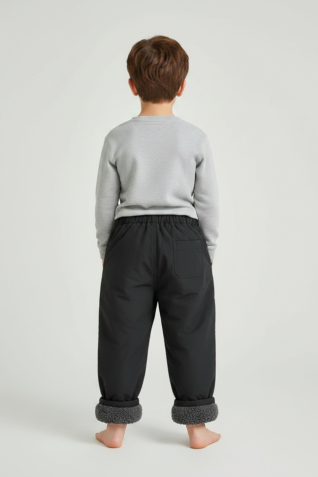 Pantalon Noir Doublé Sherpa Ample Hiver Enfant - Polyester - vue 2