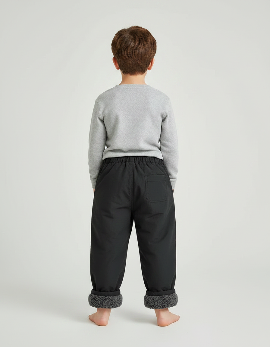 Pantalon Noir Doublé Sherpa Ample Hiver Enfant - Polyester - vue 2
