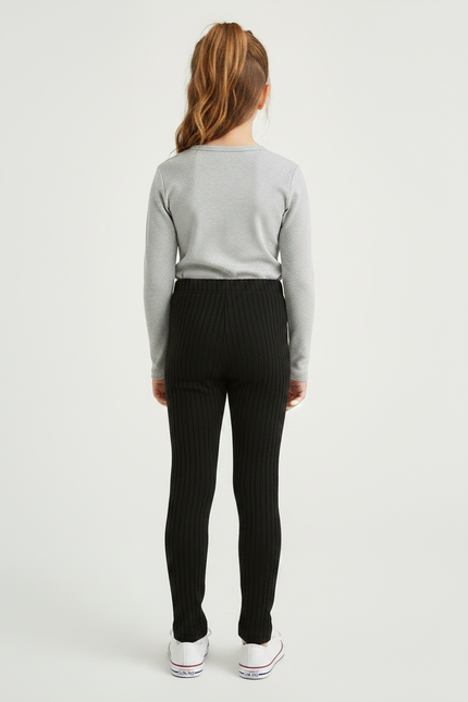 Pantalon Noir Côtelé Confortable Stretch Enfant - Maille - vue 2