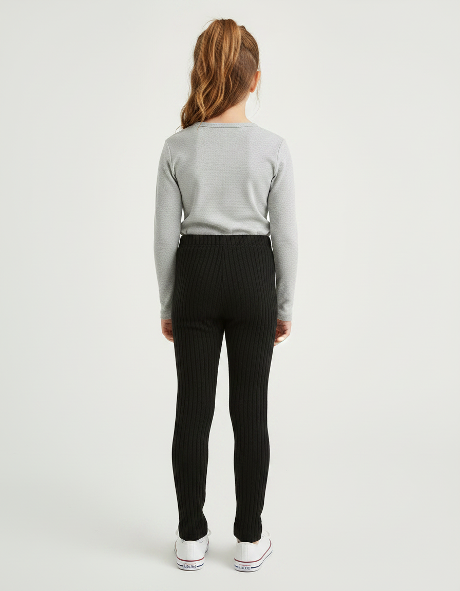 Pantalon Noir Côtelé Confortable Stretch Enfant - Maille - vue 2