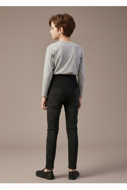 Pantalon Noir Jean Denim Ajusté Confortable Élastique - vue 2