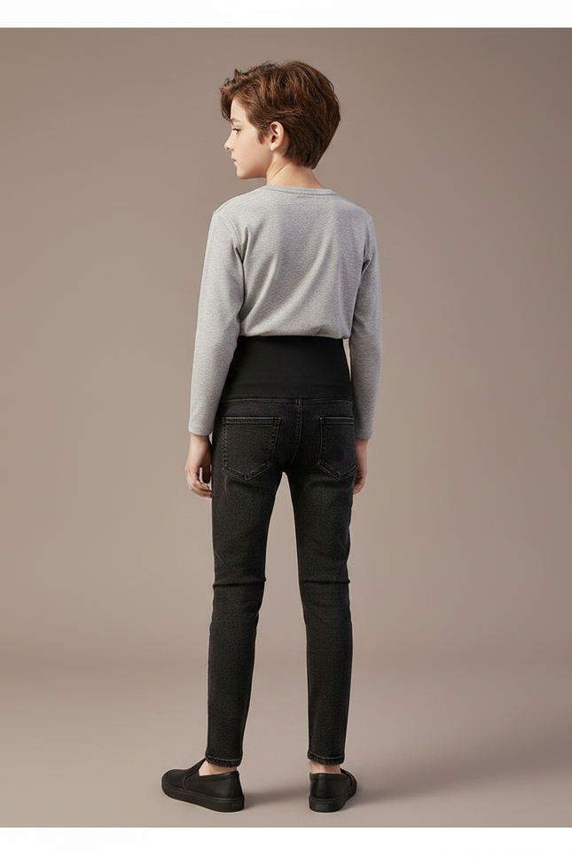 Pantalon Noir Jean Denim Ajusté Confortable Élastique - vue 2