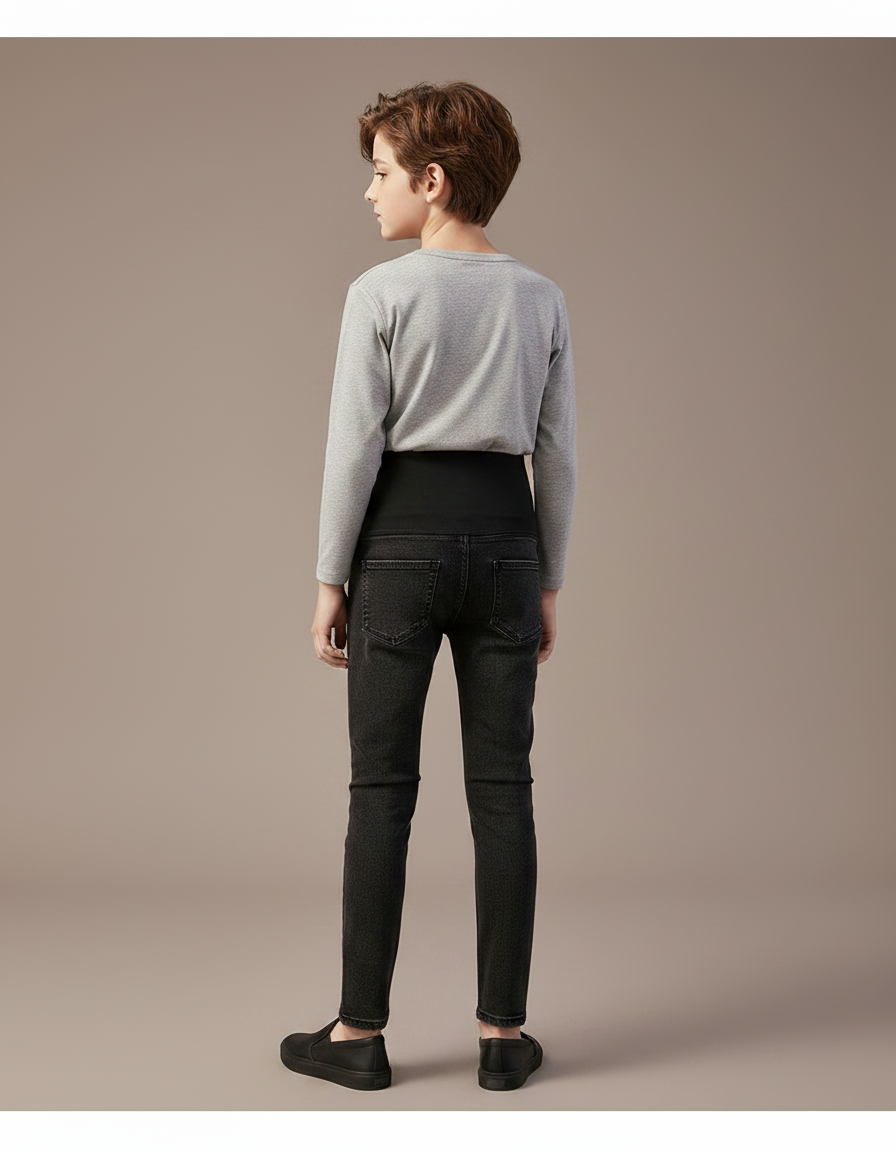 Pantalon Noir Jean Denim Ajusté Confortable Élastique - vue 2