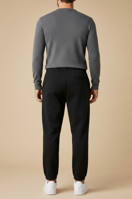 Pantalon Noir Style Jogging - Molleton - vue 2