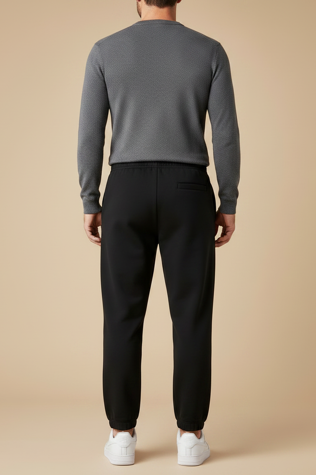 Pantalon Noir Style Jogging - Molleton - vue 2