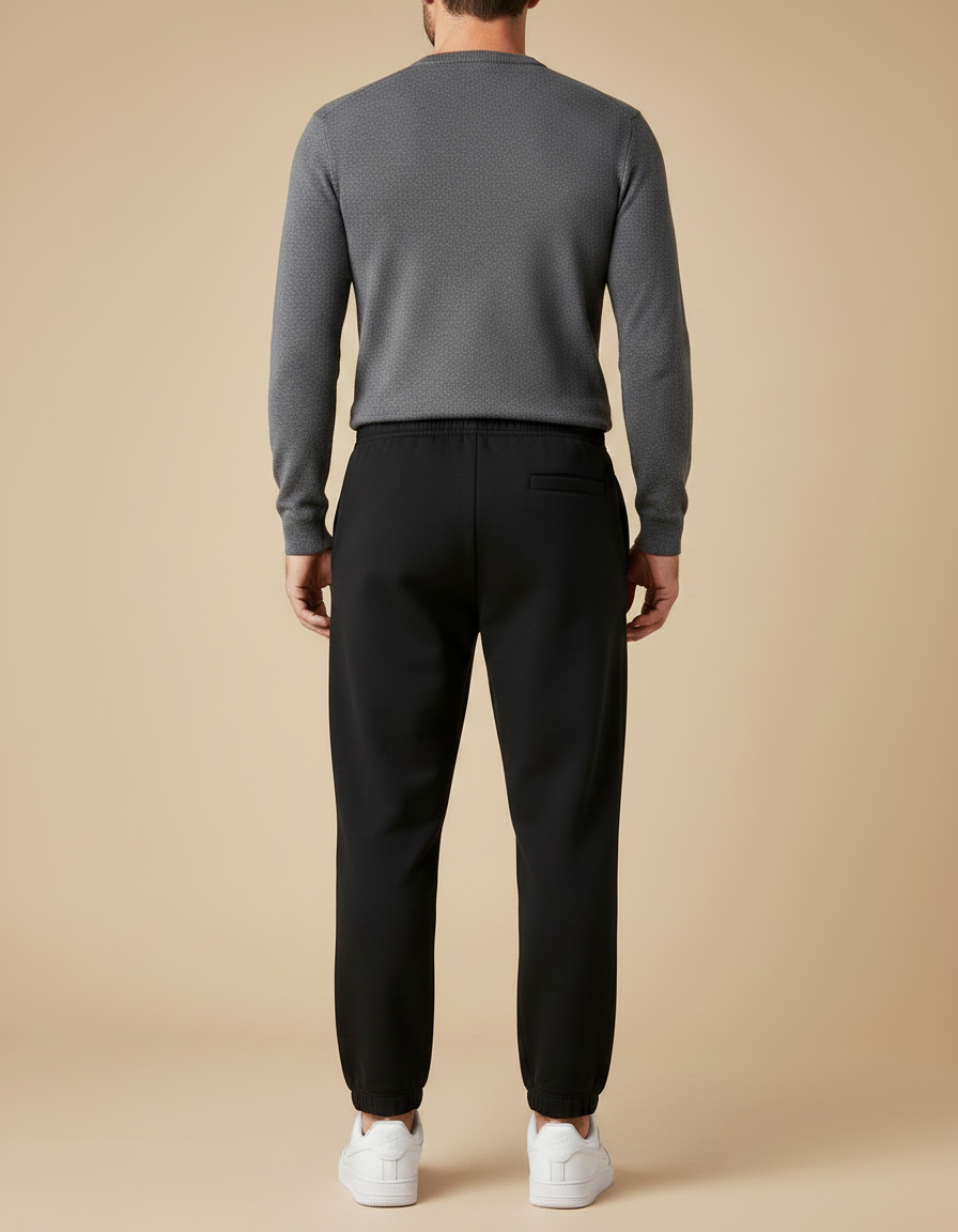Pantalon Noir Style Jogging - Molleton - vue 2