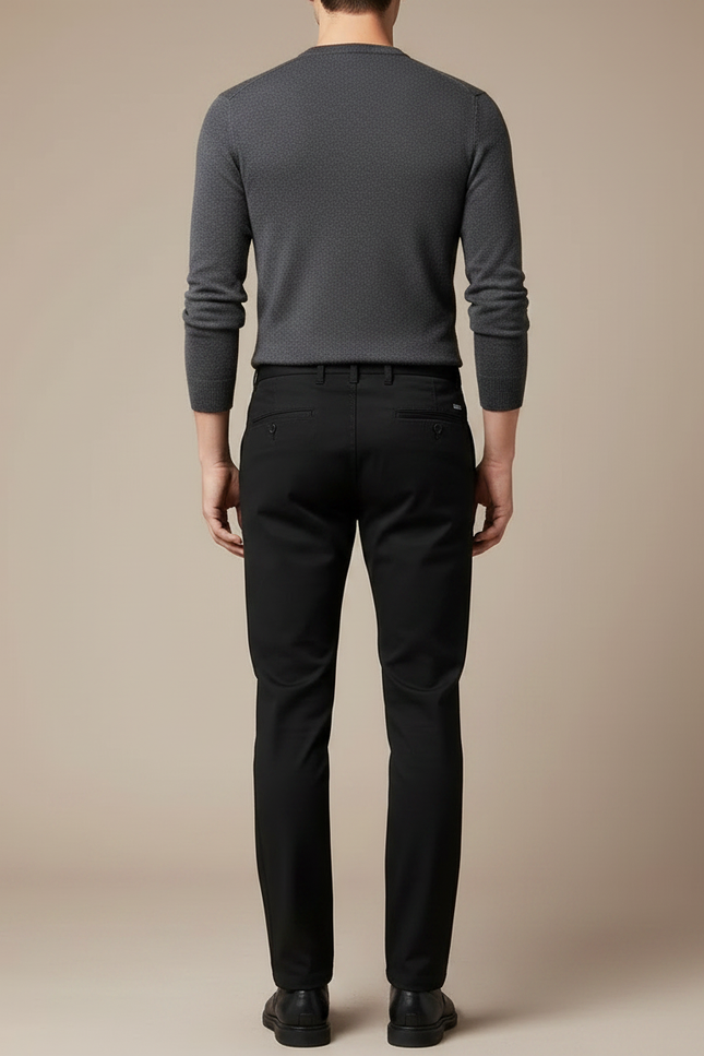 Pantalon Noir Business Slim Élégant Hiver Chaud - Gabardine - vue 2