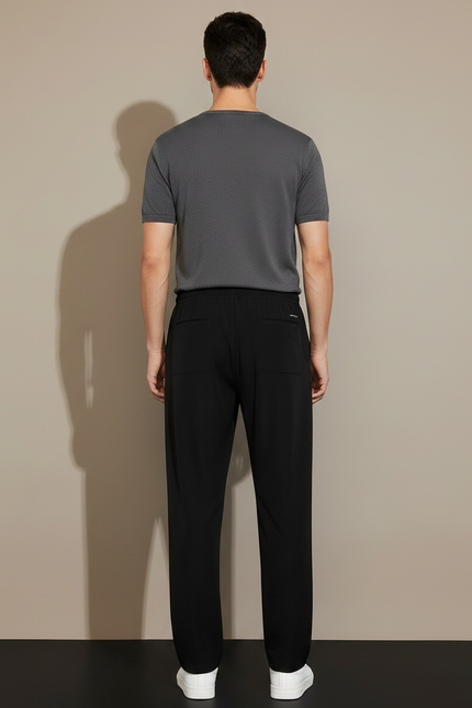 Pantalon Noir Ample Décontracté Léger Cordon - Polyester - vue 2