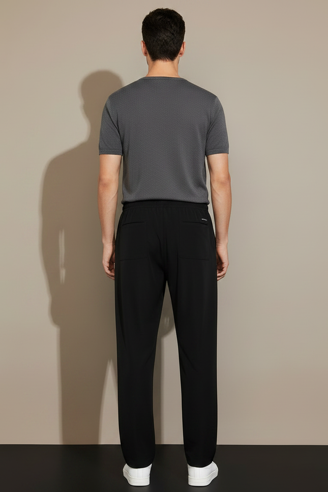 Pantalon Noir Ample Décontracté Léger Cordon - Polyester - vue 2
