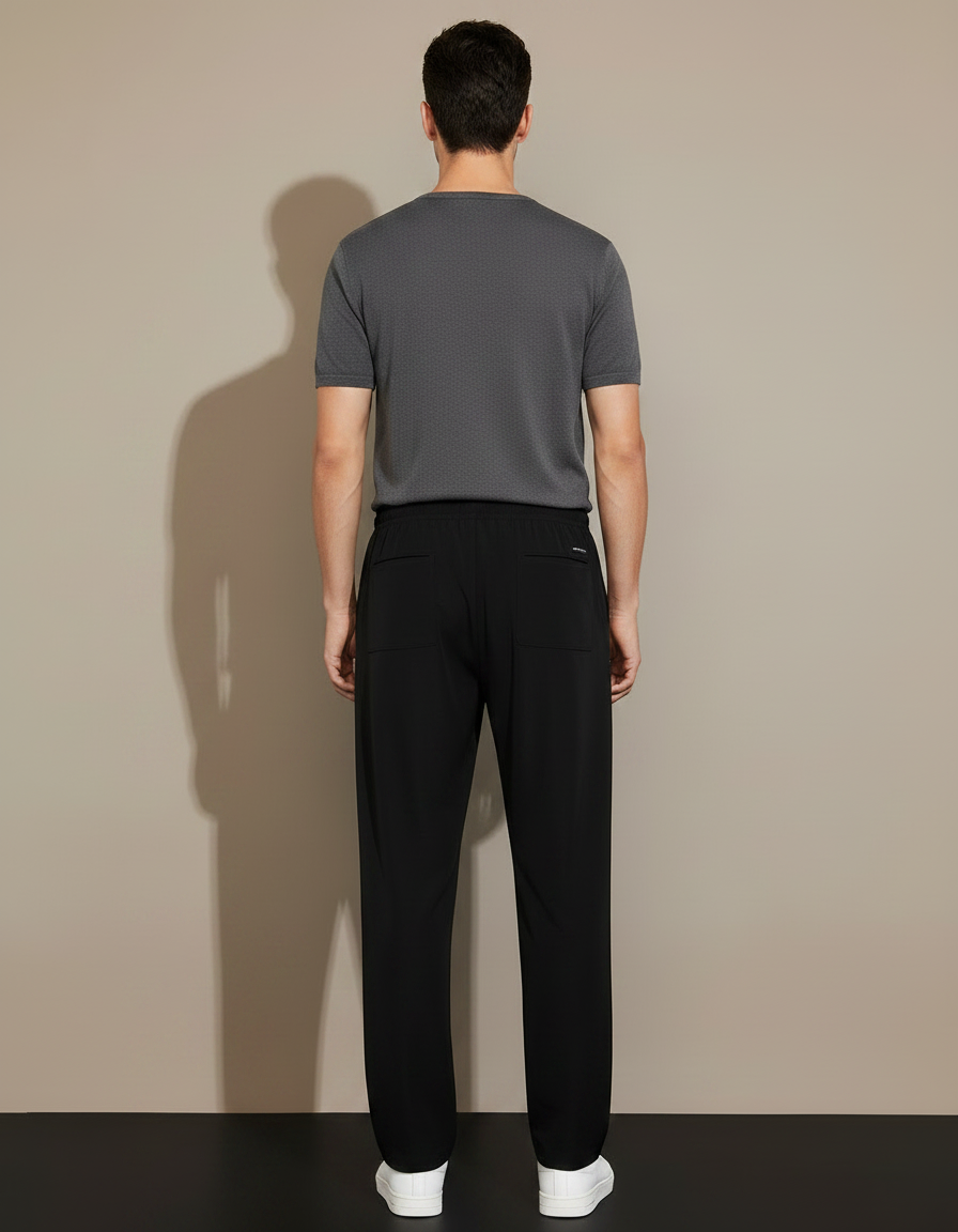 Pantalon Noir Ample Décontracté Léger Cordon - Polyester - vue 2