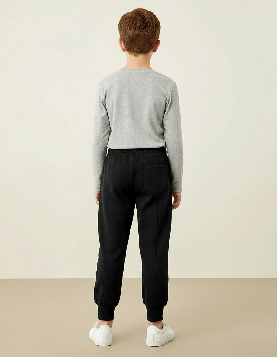 Pantalon Noir Enfant Ample Décontracté Molleton Hiver - vue 2