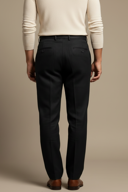 Pantalon Plisse Noir - Laine - vue 2