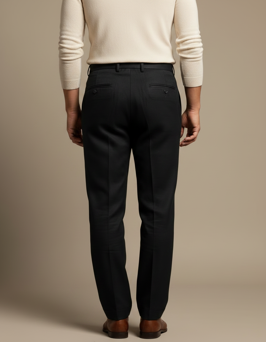 Pantalon Plisse Noir - Laine - vue 2