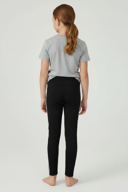 Pantalon Noir Fille Rayé Sport Stretch Confortable - Polyester - vue 2